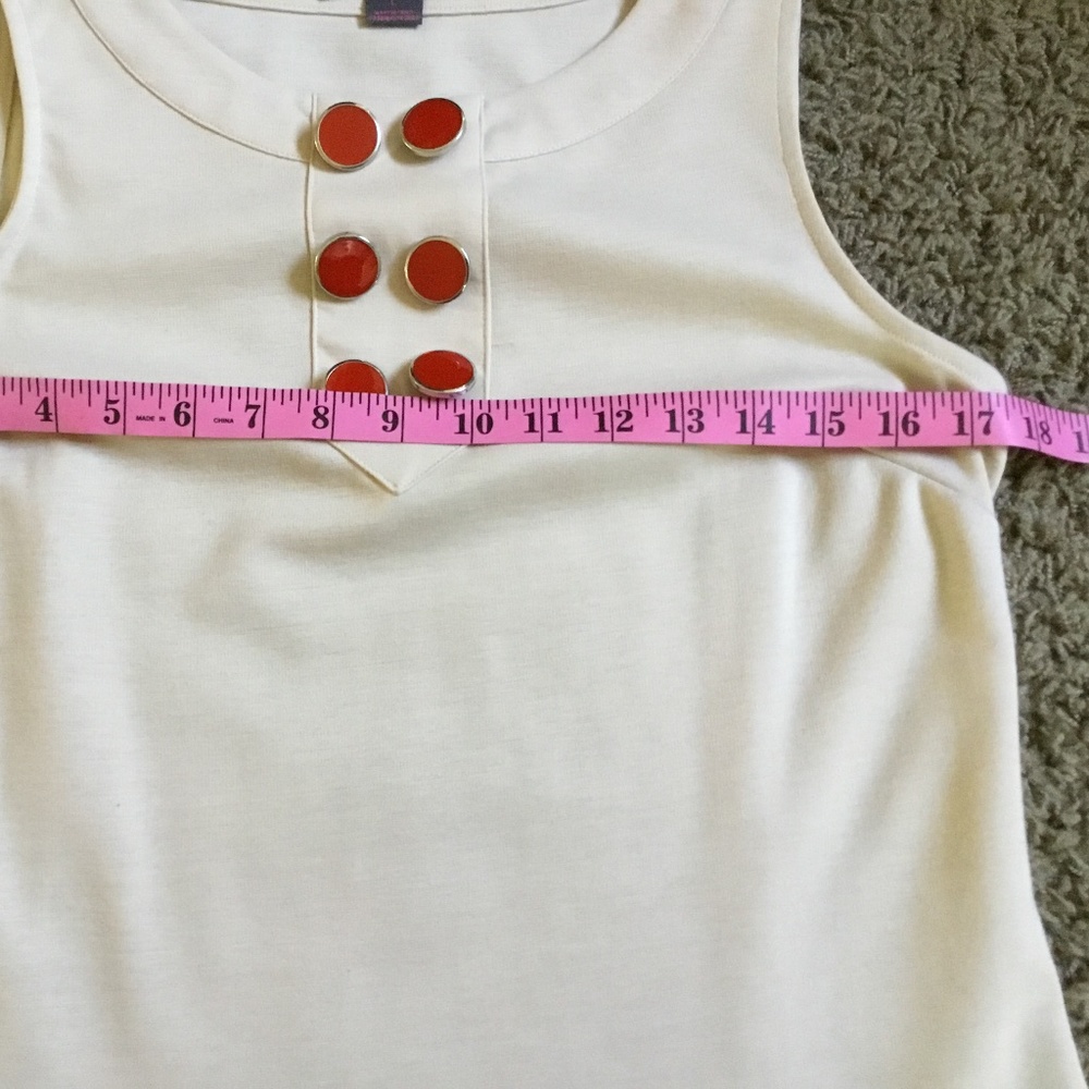 Vintage Women’s Sleeveless Orange & Beige Mod Drop-Waist Dress, Y2K does 1960’s - Picture 5 of 10
